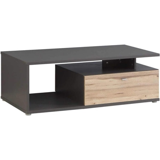 Couchtisch mit 1 Schublade aus Holzwerkstoff in Wolframgrau und Planken-Eiche, 120 ¡Á 41,5 ¡Á 60,4