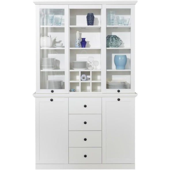 Buffetschrank in Wei? mit 4 Turen, 4 Schubladen und offenen Fachern, 120 ¡Á 194 ¡Á 41
